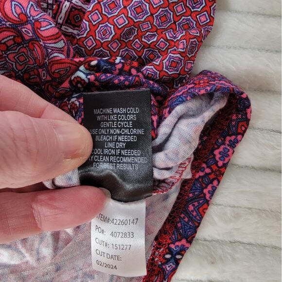 Torrid Super Soft Slub Jersey Tunic Top 3X Plus Size‎ Boho Patchwork Red Purple - Picture 8 of 8